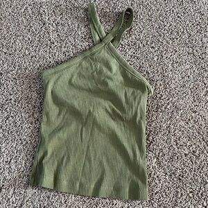 Olive halter neck tank top